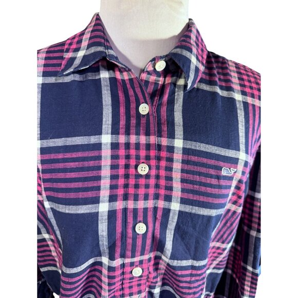Vineyard Vines Womens Relaxed Fit Plaid Button-Down Shirt Cotton/Linen Blend - Picture 7 of 7